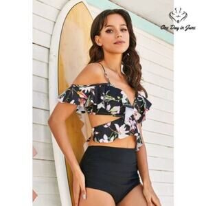 ODIJ Ruffle Wrap High Waist Bikini Size M